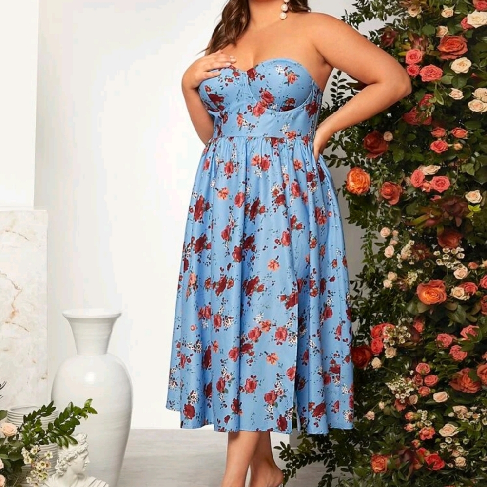 NWOT Floral Bustier Dress  (Plus Size) - Picture 5 of 8